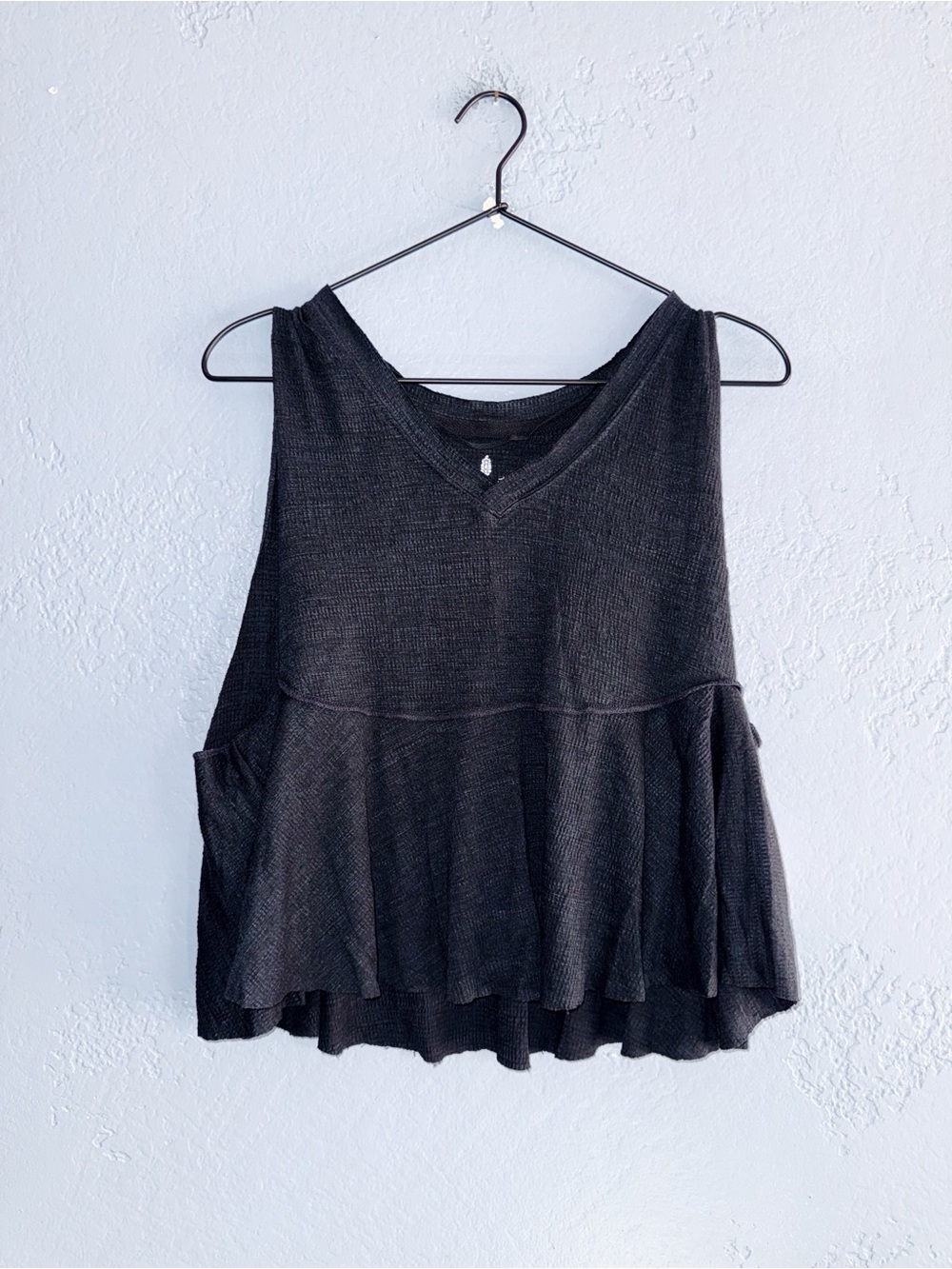 Free People Movement Sleeveless Black Peplum Knit Top Size Small